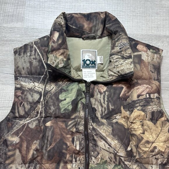 Vintage 10X Jacket Men's Medium Puffer Vest Advantage Camo Hunting Goose Down - Picture 4 of 7